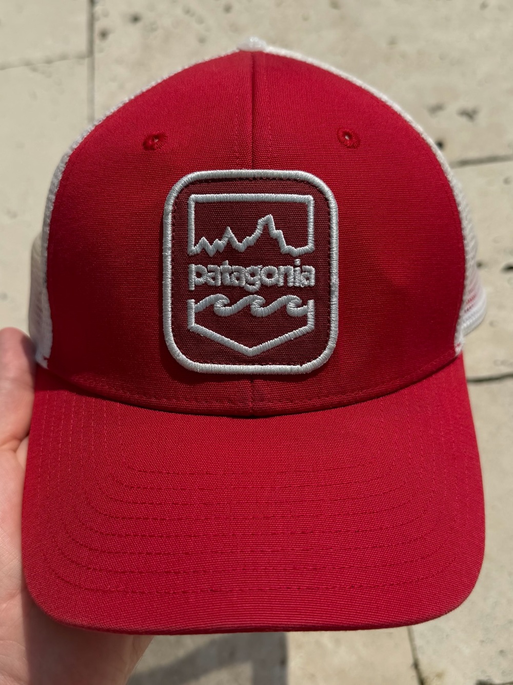 Patagonia Red Trucker Badge Patch SnapBack Hat